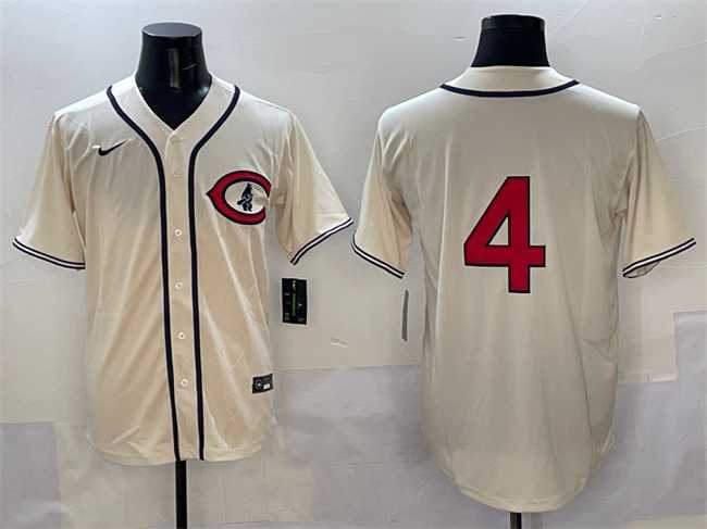 Men%27s Chicago Cubs #4 Pete Crow-Armstrong Cream Field of Dreams Cool Base Stitched Jersey